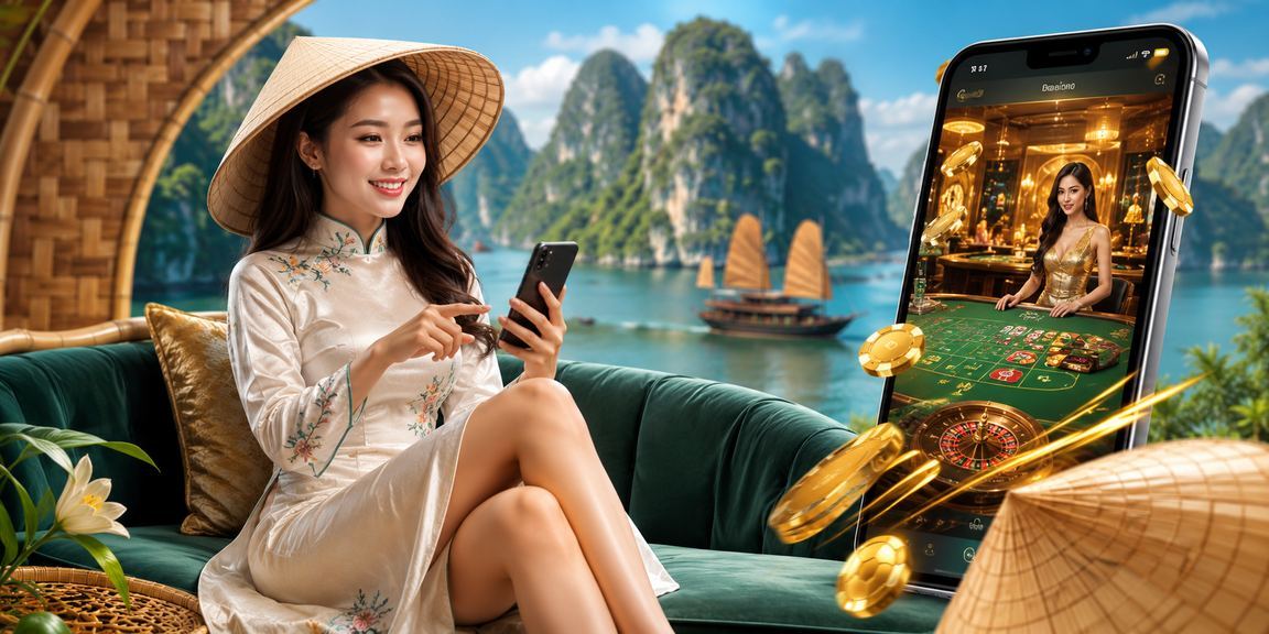 Khung cảnh chơi casino bên vịnh Hạ Long trên điện thoại